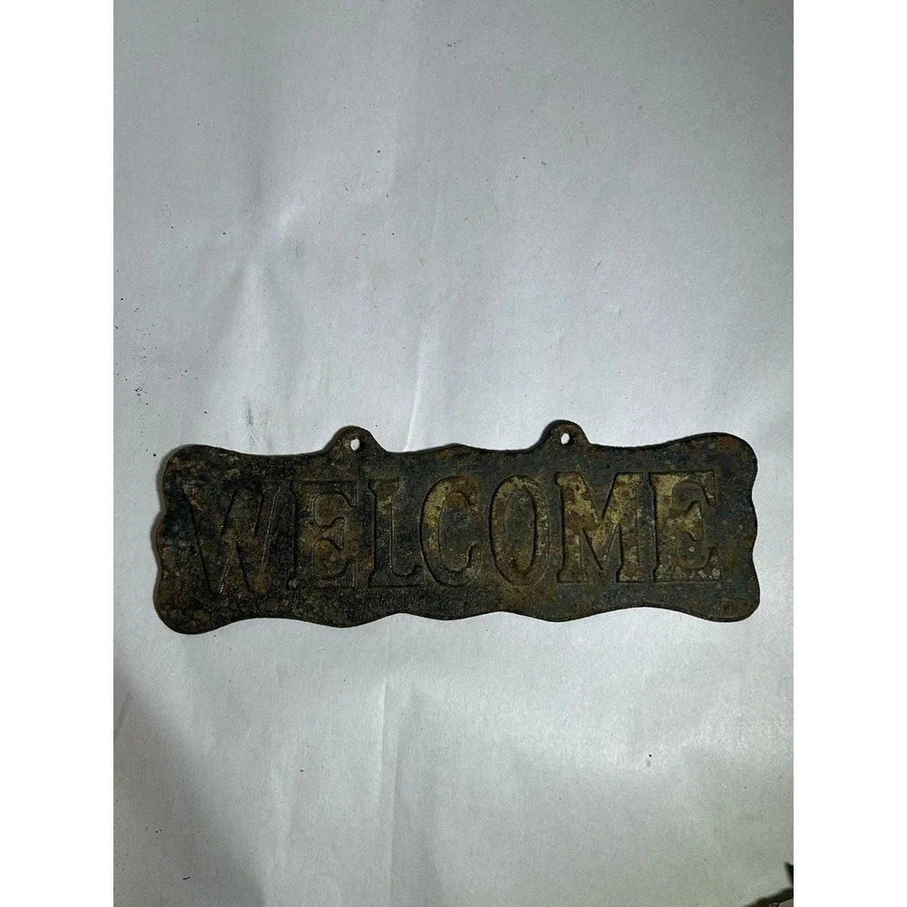 Vintage Cast Iron Welcome Sign Home Farm Decor Kitchen Farmhouse 9